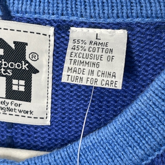 Storybook Knits Blue Denim Laundry Inspired Cardigan Sweater Colorblock Large - Picture 5 of 15